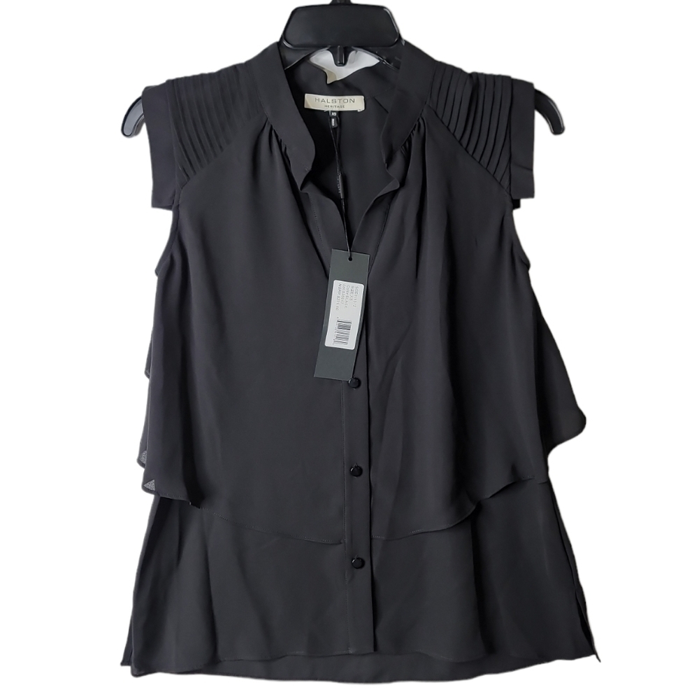 Halston Heritage Delicate Ruffle Pleated Too